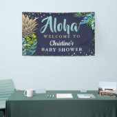 アロハトロピカルパイナップルネイビーブルーベビーシャワー 横断幕 (トレードショー)