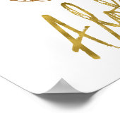 アロハトロピカルパイナップルホワイト&ゴールドフォイル ポスター (角)