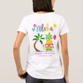 アロハトロピカルパイナップル誕生日ルアウ（ハワイ式宴会）パーティー Tシャツ (裏面)