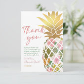 アロハトロピカルパイナップル金ゴールドリーフブライダルシャワー サンキューカード (スタンド正面)