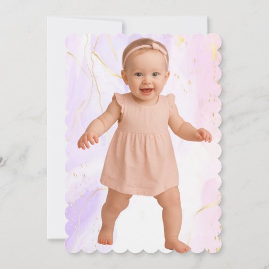 アロハトロピカルパインフローラルアウ（ハワイ式宴会）写真誕生日 招待状 (裏面)