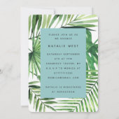 アロハトロピカルパーム&スクリプト誕生日の招待状 セーブザデート (裏面)