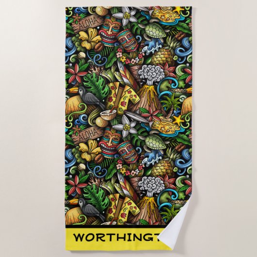 アロハトロピカルビーチタオル ビーチタオル (正面)