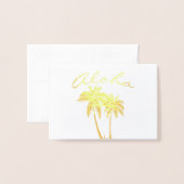 アロハトロピカルビーチパーティー誕生日ありがとう 箔カード (封筒付き正面)