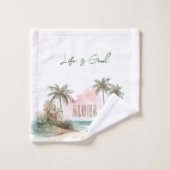 アロハトロピカルビーチパームツリーズ バスタオルセット (ウォッシュタオル)