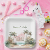 アロハトロピカルビーチパームツリーズ ペーパープレート (パーティー)