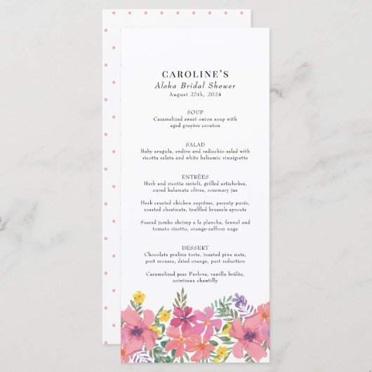 アロハトロピカルピンクフローラシャワーメニュー メニュー (正面/裏面)