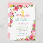 アロハトロピカルピンクフローラパイナップルベビーシャワー 招待状 (正面/裏面)