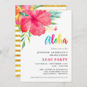 アロハトロピカルピンクルアウ（ハワイ式宴会）卒業パーティー 招待状 (正面/裏面)