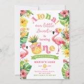 アロハトロピカルファーストガール誕生日ルアウ（ハワイ式宴会） 招待状 (正面)