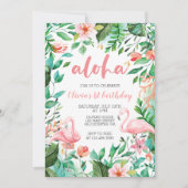 アロハトロピカルファースト誕生日フラミンゴルアウ(ハワイ式宴会) 招待状 (正面)