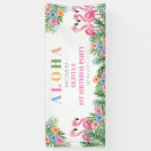 アロハトロピカルフラミンゴキッズ1st誕生日へようこそ 横断幕 (縦)