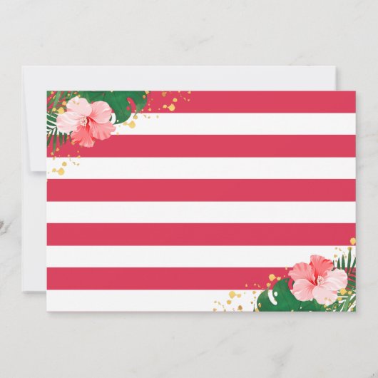 アロハトロピカルフラミンゴピンクフローラ誕生日写真 招待状 (裏面)