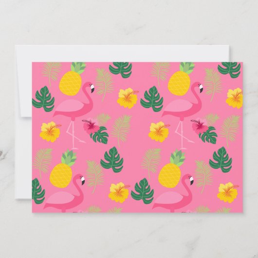 アロハトロピカルフラミンゴフォト誕生日招待状 招待状 (裏面)