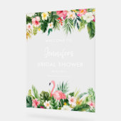 アロハトロピカルフラミンゴブライダルシャワーのご案内 アクリルサイン (傾斜)