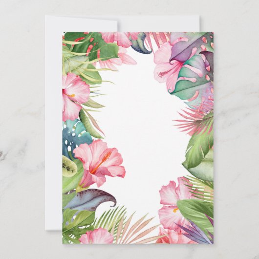 アロハトロピカルフラワールアウプールパーティー 招待状 (裏面)