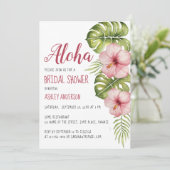 アロハトロピカルフローラブライダルシャワーピンクハイビスカス 招待状 (スタンド正面)