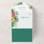 アロハトロピカルフローラベビーシャワー&オムツラッフル オールインワン招待状 (外側)