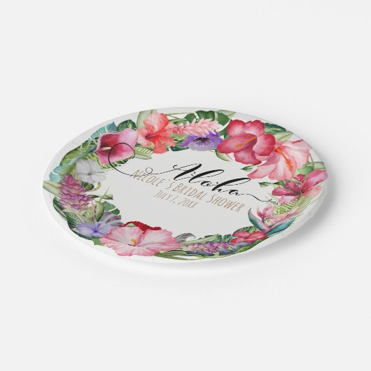 アロハトロピカルフローラリースルアウ（ハワイ式宴会）ウェディングパーティー ペーパープレート (アングル)