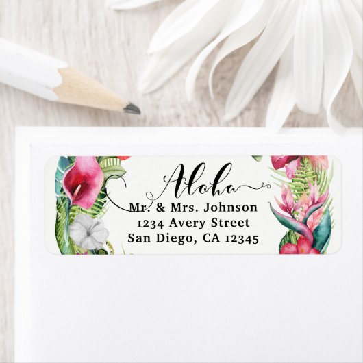 アロハトロピカルフローラリースルアウ（ハワイ式宴会）ウェディングパーティー ラベル (インサイチュ)