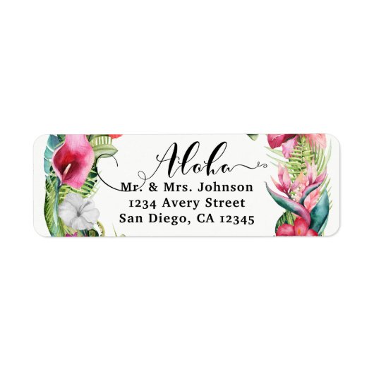 アロハトロピカルフローラリースルアウ（ハワイ式宴会）ウェディングパーティー ラベル (正面)