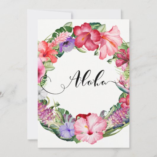 アロハトロピカルフローラリースルアウ（ハワイ式宴会）ウェディングパーティー 招待状 (裏面)