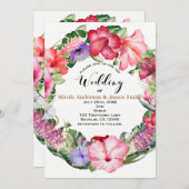 アロハトロピカルフローラリースルアウ（ハワイ式宴会）ウェディングパーティー 招待状 (正面/裏面)