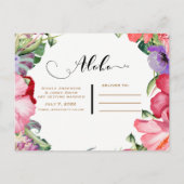 アロハトロピカルフローラリース結婚式保存日 案内ポストカード (裏面)