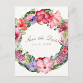 アロハトロピカルフローラリース結婚式保存日 案内ポストカード (正面)