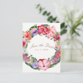 アロハトロピカルフローラリース結婚式保存日 案内ポストカード (スタンド正面)