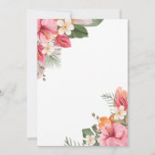 アロハトロピカルフローラルアウ(ハワイ式宴会)パーティー誕生日 招待状 (裏面)