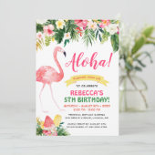 アロハトロピカルフローラルアウ（ハワイ式宴会）子供の誕生日パーティー 招待状 (スタンド正面)