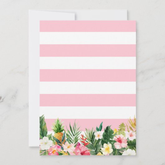 アロハトロピカルフローラルアウ（ハワイ式宴会）子供の誕生日パーティー 招待状 (裏面)