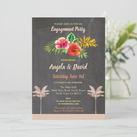 アロハトロピカルフローラ婚約招待状ヴィンテージ 招待状 (スタンド正面)