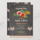 アロハトロピカルフローラ婚約招待状ヴィンテージ 招待状 (正面/裏面)