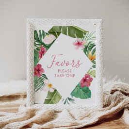 アロハトロピカルフローラ誕生日ウィズサイン ポスター