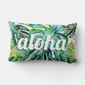 アロハトロピカルリーフパターンモンステラハワイビーチ ランバークッション (裏面)