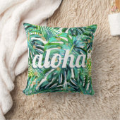 アロハトロピカルリーフパターンモンステラ葉ハワイ州 クッション (ブランケット)