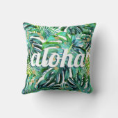 アロハトロピカルリーフパターンモンステラ葉ハワイ州 クッション (裏面)