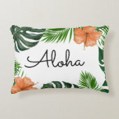アロハトロピカルリーフ&ハイビスカス装飾用クッション アクセントクッション (正面)
