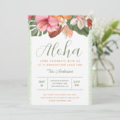 アロハトロピカルルアウ(ハワイ式宴会)スタイリッシュグラードパーティーグリーン 招待状 (スタンド正面)