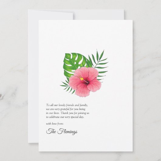 アロハトロピカルルアウ(ハワイ式宴会)ビーチ結婚式 サンキューカード (裏面)