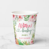 アロハトロピカルルアウ（ハワイ式宴会）ベビーシャワーガールピンク 紙コップ (裏面)