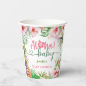 アロハトロピカルルアウ（ハワイ式宴会）ベビーシャワーガールピンク 紙コップ (正面)
