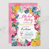 アロハトロピカルルアウ(ハワイ式宴会)ベビーシャワー 招待状 (正面/裏面)