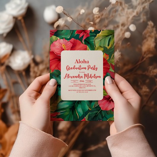 アロハトロピカルルアウ（ハワイ式宴会）卒業パーティー 招待状
