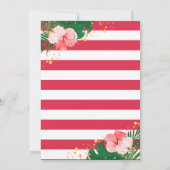 アロハトロピカル フラミンゴ ピンク フラワー バースデー サンキューカード (裏面)