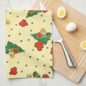アロハネズクリスマスブロンドフラガールイエロー キッチンタオル (四つ折り)
