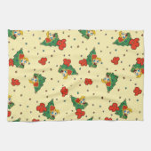 アロハネズクリスマスブロンドフラガールイエロー キッチンタオル (横)