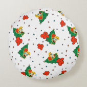 アロハネズクリスマスブロンドフラガールホワイト ラウンドクッション (裏面)